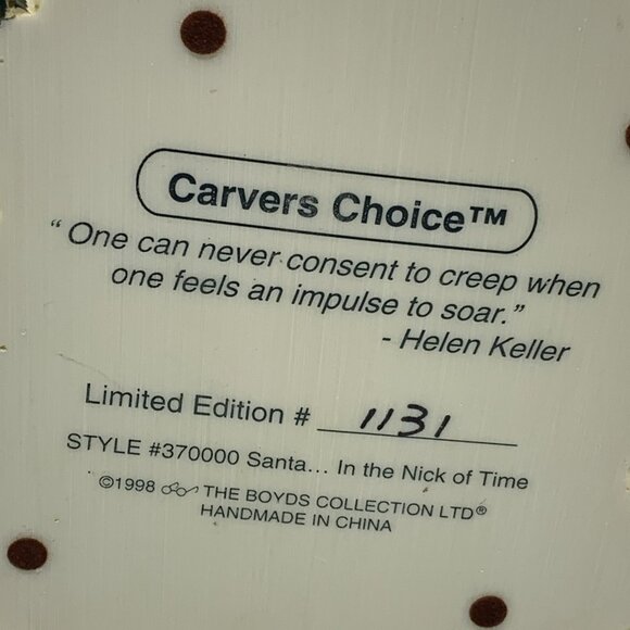 Carvers Choice Figurine In The Nick of Time Santa Skiing Boyds Collection Ltd Ed - Picture 13 of 16